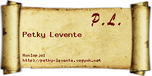 Petky Levente névjegykártya